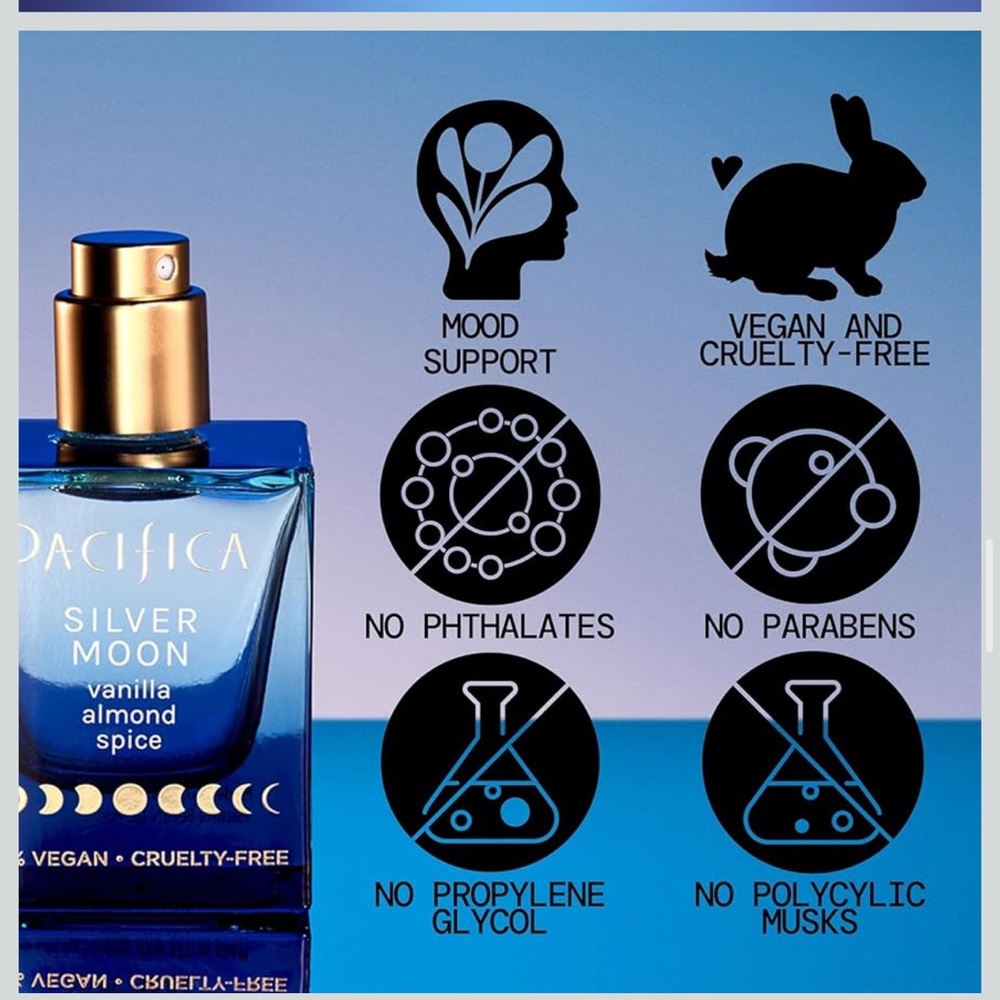 Pacifica Silver Moon Parfum 1oz – Long-Lasting Vanilla Almond Vegan Non Toxic - Picture 11 of 16